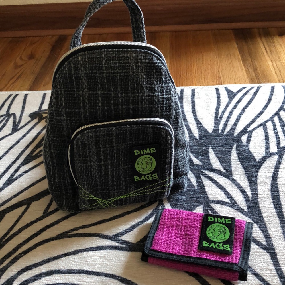 Dime Bags mini backpack and wallet